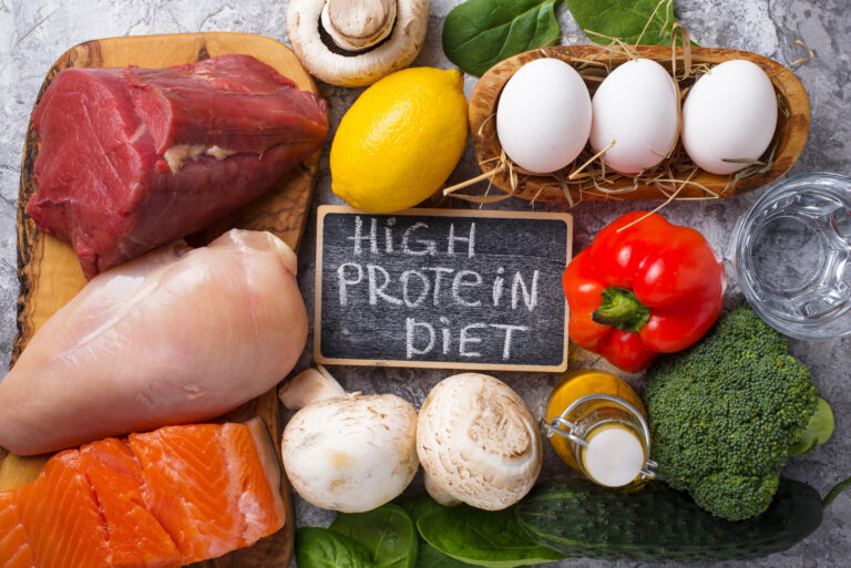 Image of food suggested for a high protein diet.